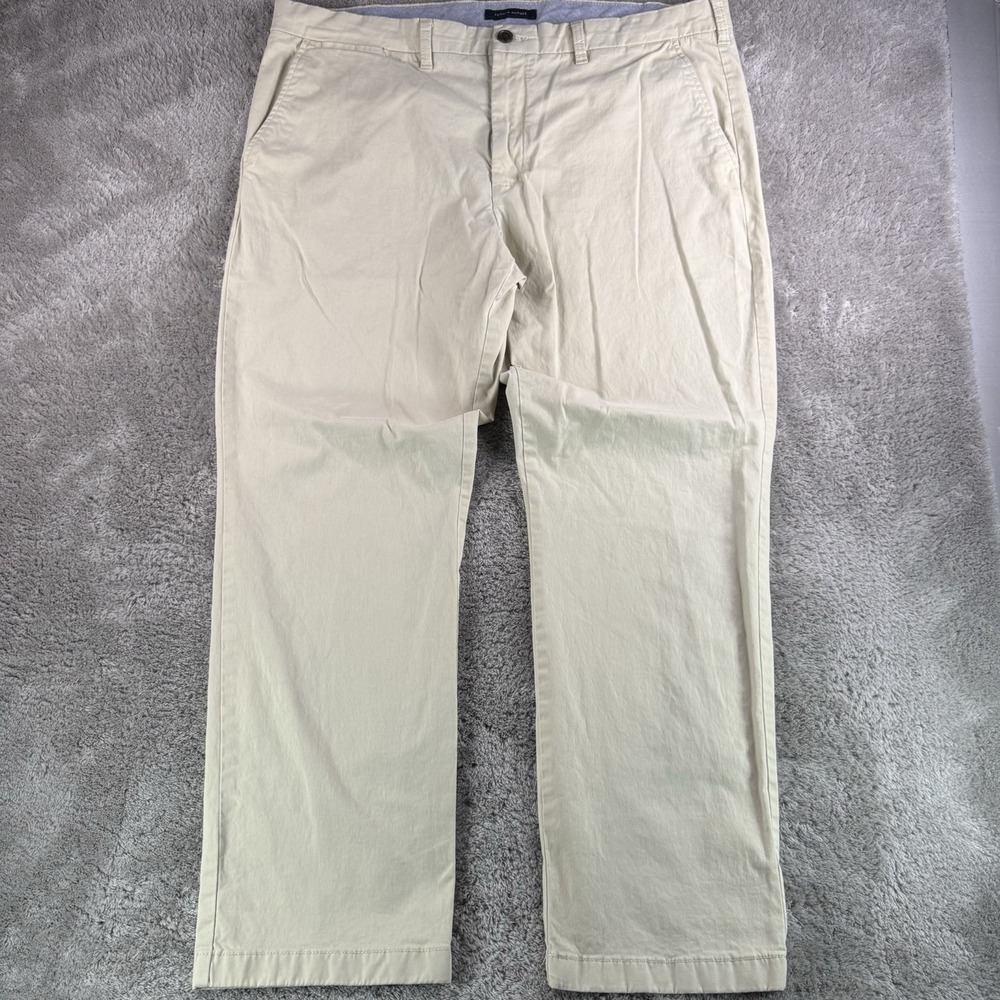 Tommy Hilfiger Chino Pants Mens 40x32 Beige Khaki Stretch Cotton Straight Fit